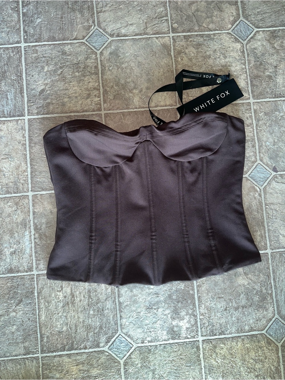 NEW White Fox Boutique Little Lies Bustier NWT Chocolate Brown Medium